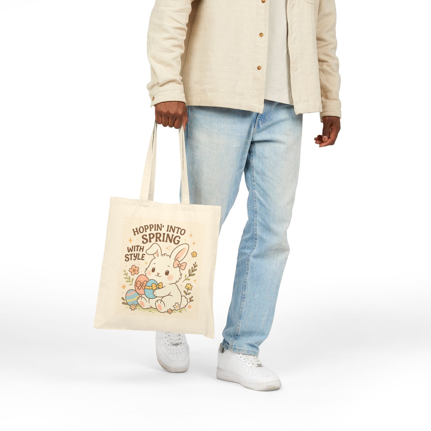 Cute Spring Bunny Tote Bag - 'Hoppin’ Into Spring with Style'