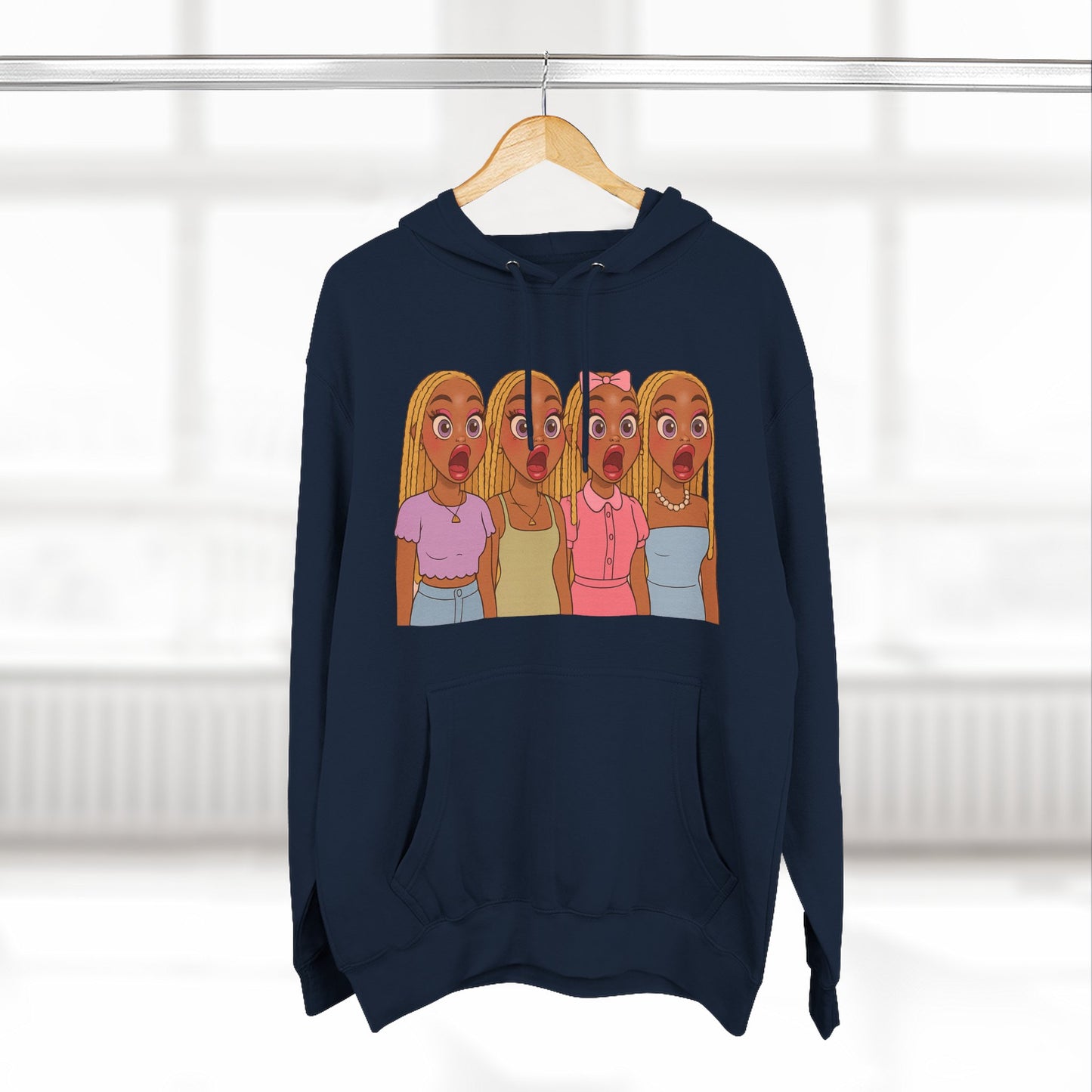 The Shocked BestiesFleece Hoodie with Three-Panel Design