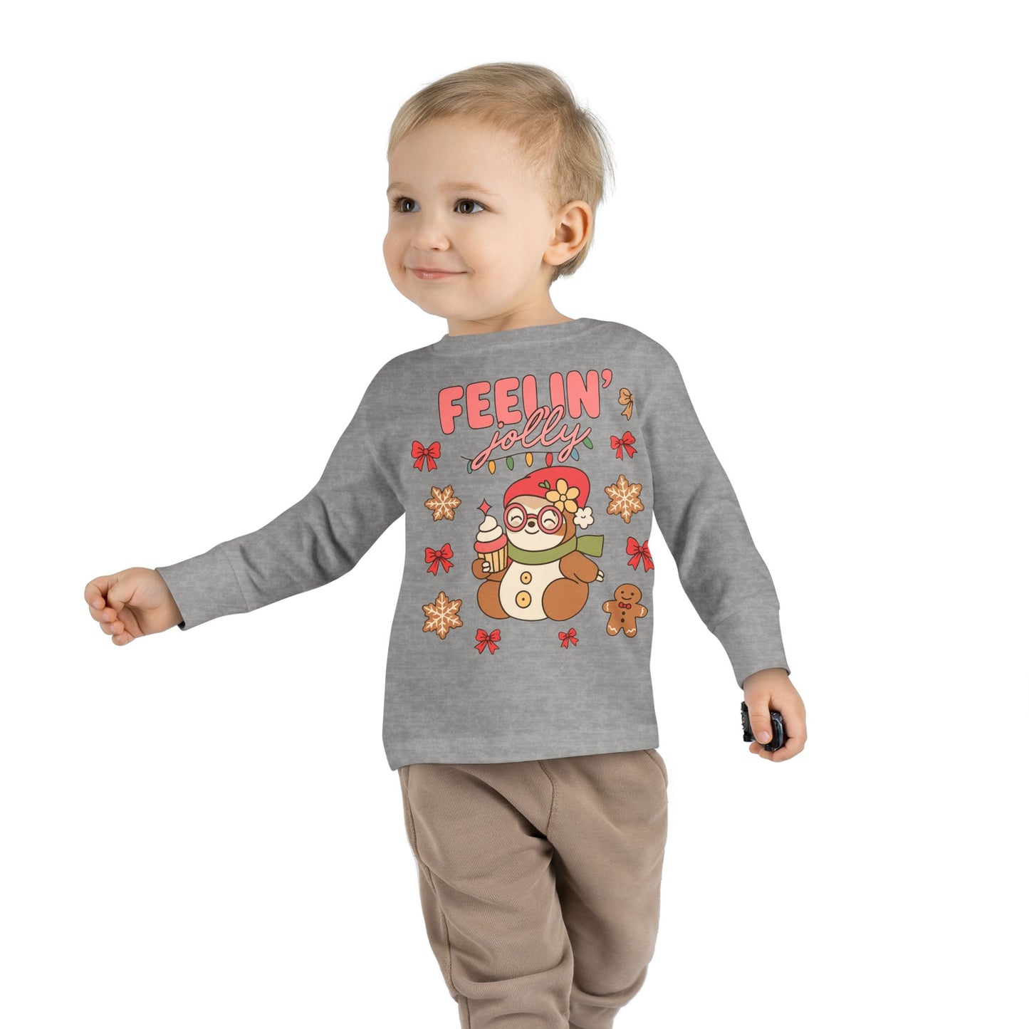 Toddler Long Sleeve Tee — Cute Holiday Dolls Graphic Kids Shirt