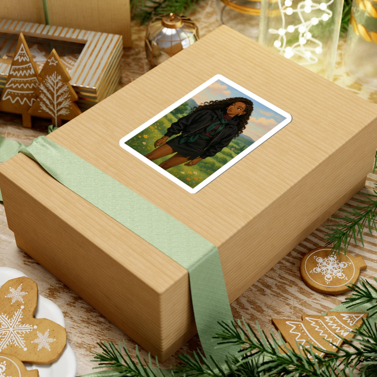 Stylish Kiss-Cut Stickers - Trendy Fashion Illustration Perfect for Laptops & Journals