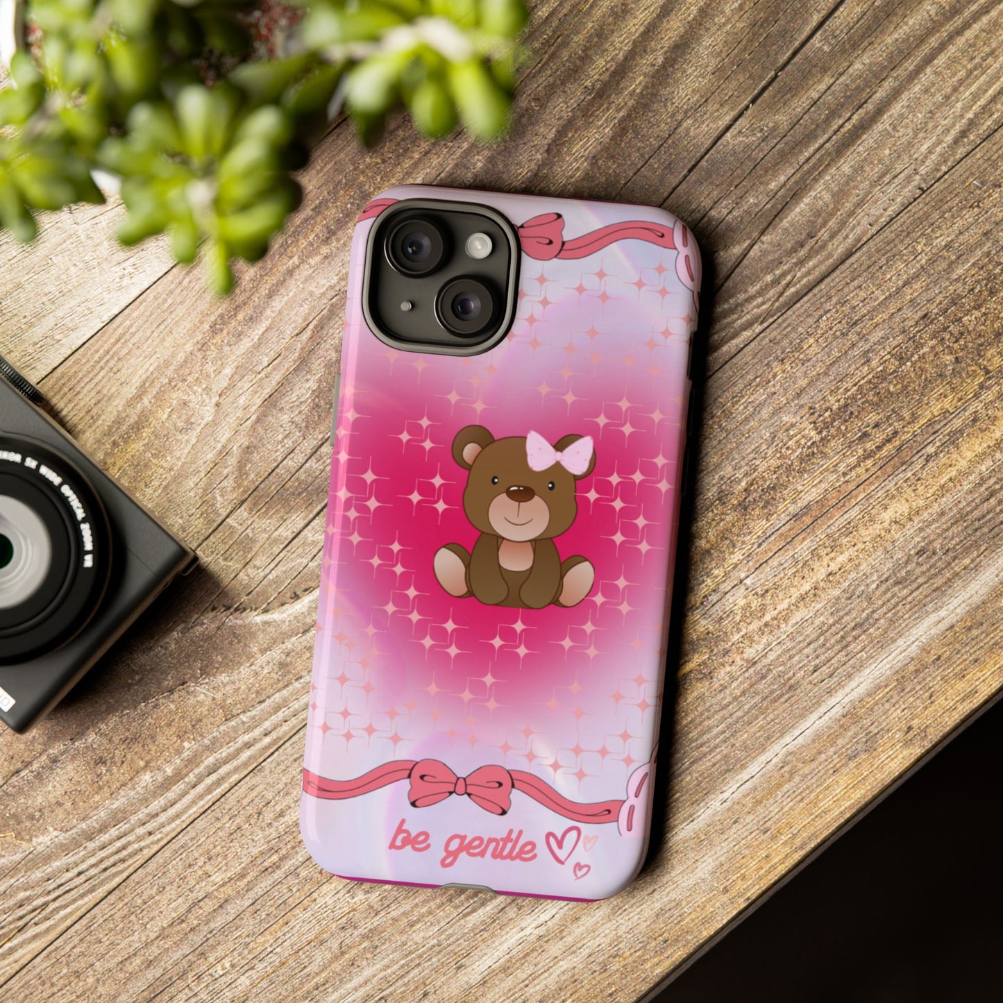 Cute Bear iPhone Case - 'Be Gentle' Design for Kids & Animal Lovers