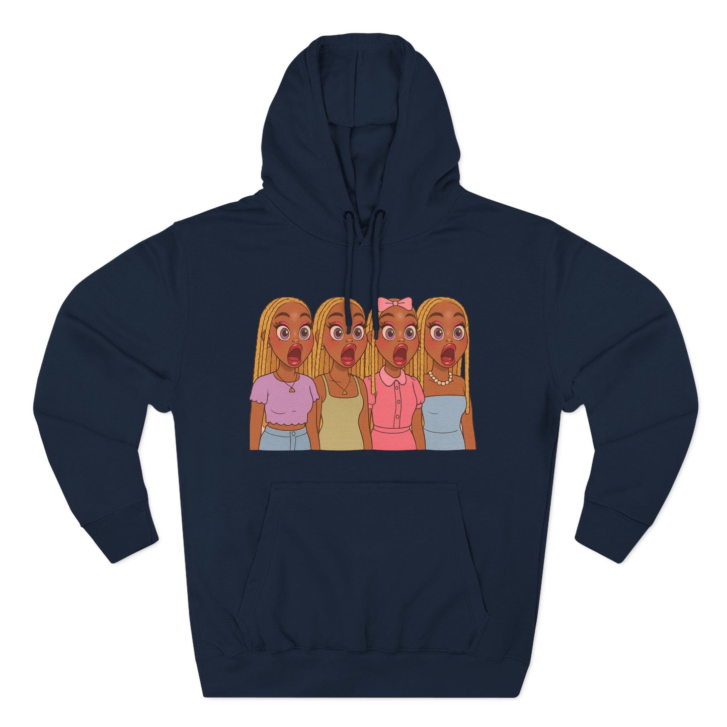 The Shocked BestiesFleece Hoodie with Three-Panel Design