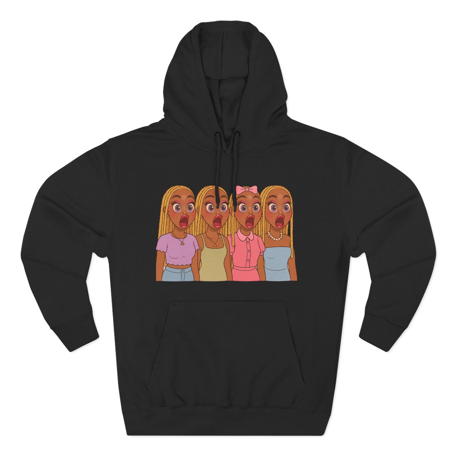 The Shocked BestiesFleece Hoodie with Three-Panel Design