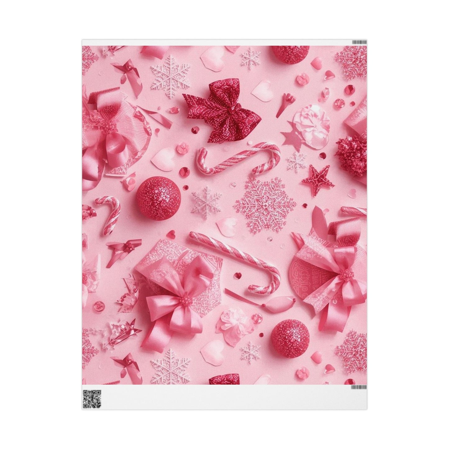 Pink Holiday Gift Wrap — Candy Cane & Ornaments Wrapping Paper