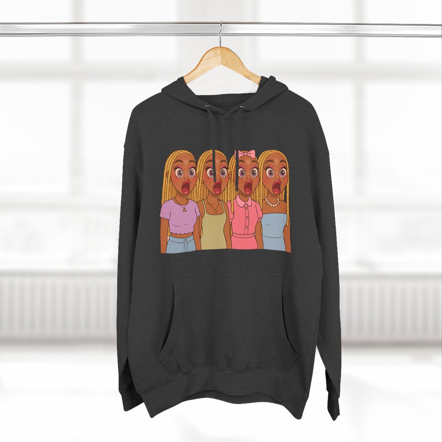 The Shocked BestiesFleece Hoodie with Three-Panel Design