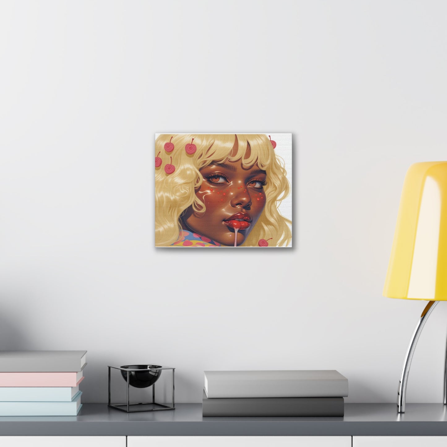 Art Canvas Print — Blonde Cherry Girl Wall Art