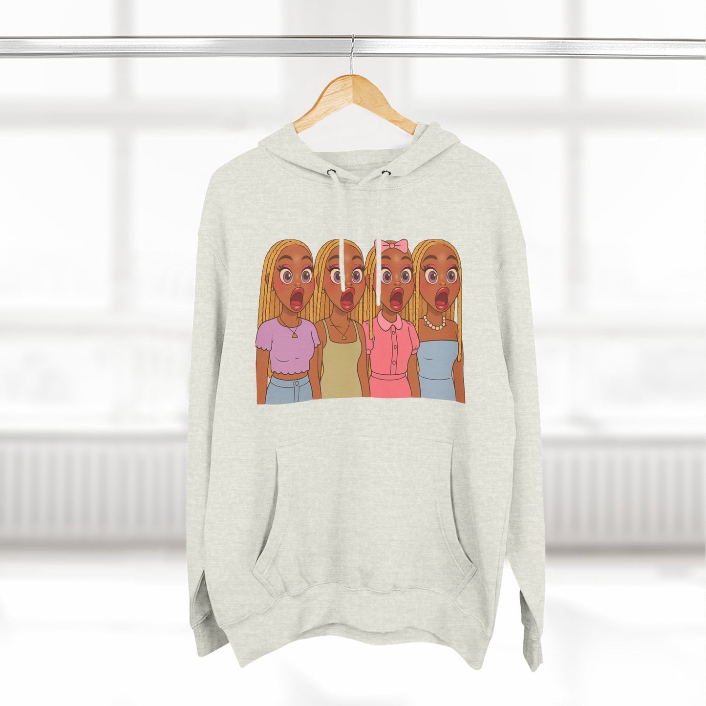 The Shocked BestiesFleece Hoodie with Three-Panel Design
