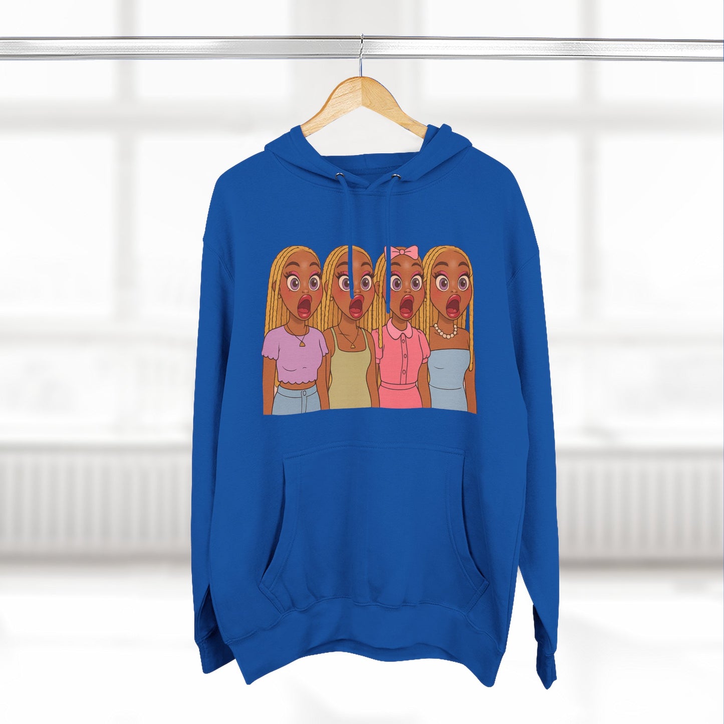 The Shocked BestiesFleece Hoodie with Three-Panel Design