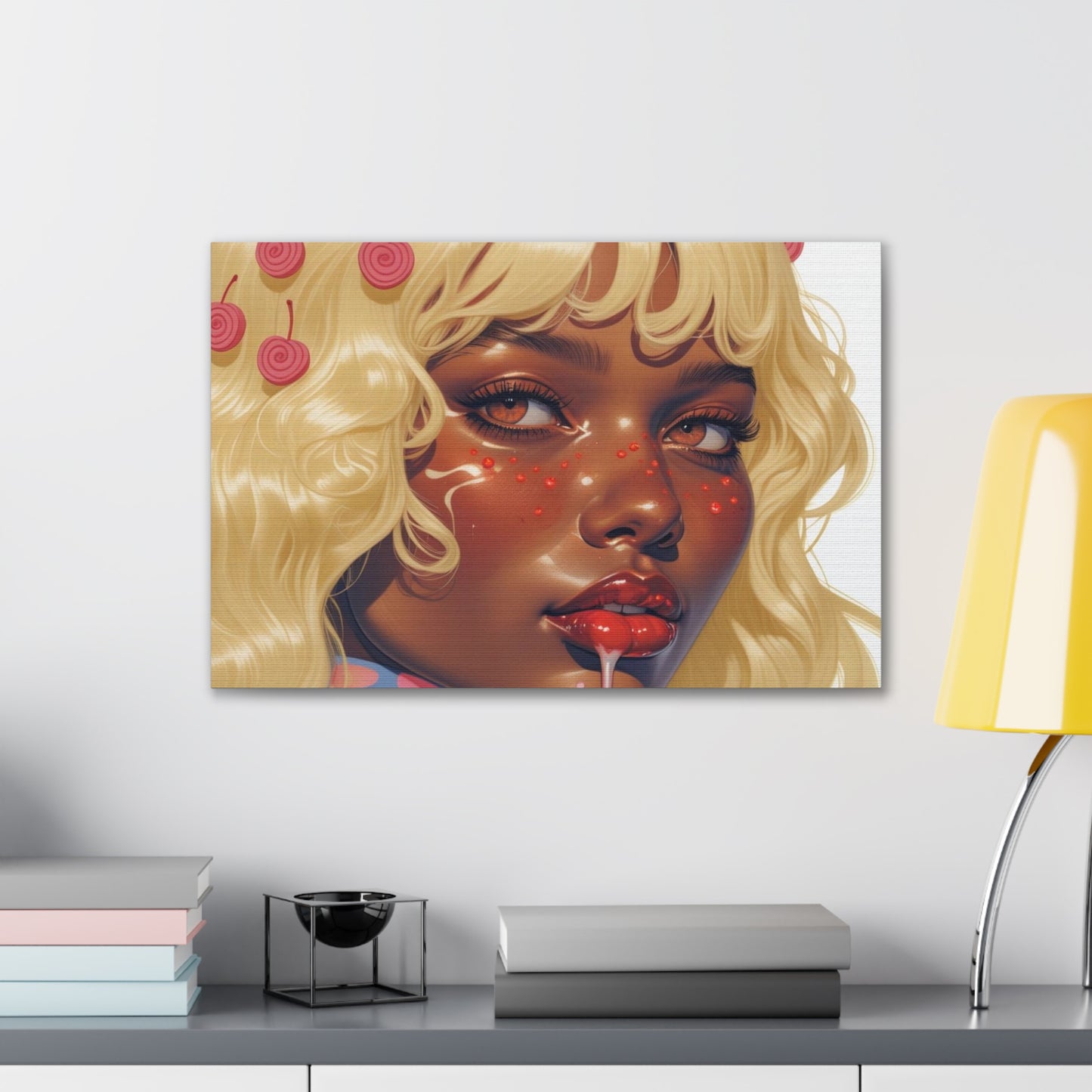 Art Canvas Print — Blonde Cherry Girl Wall Art