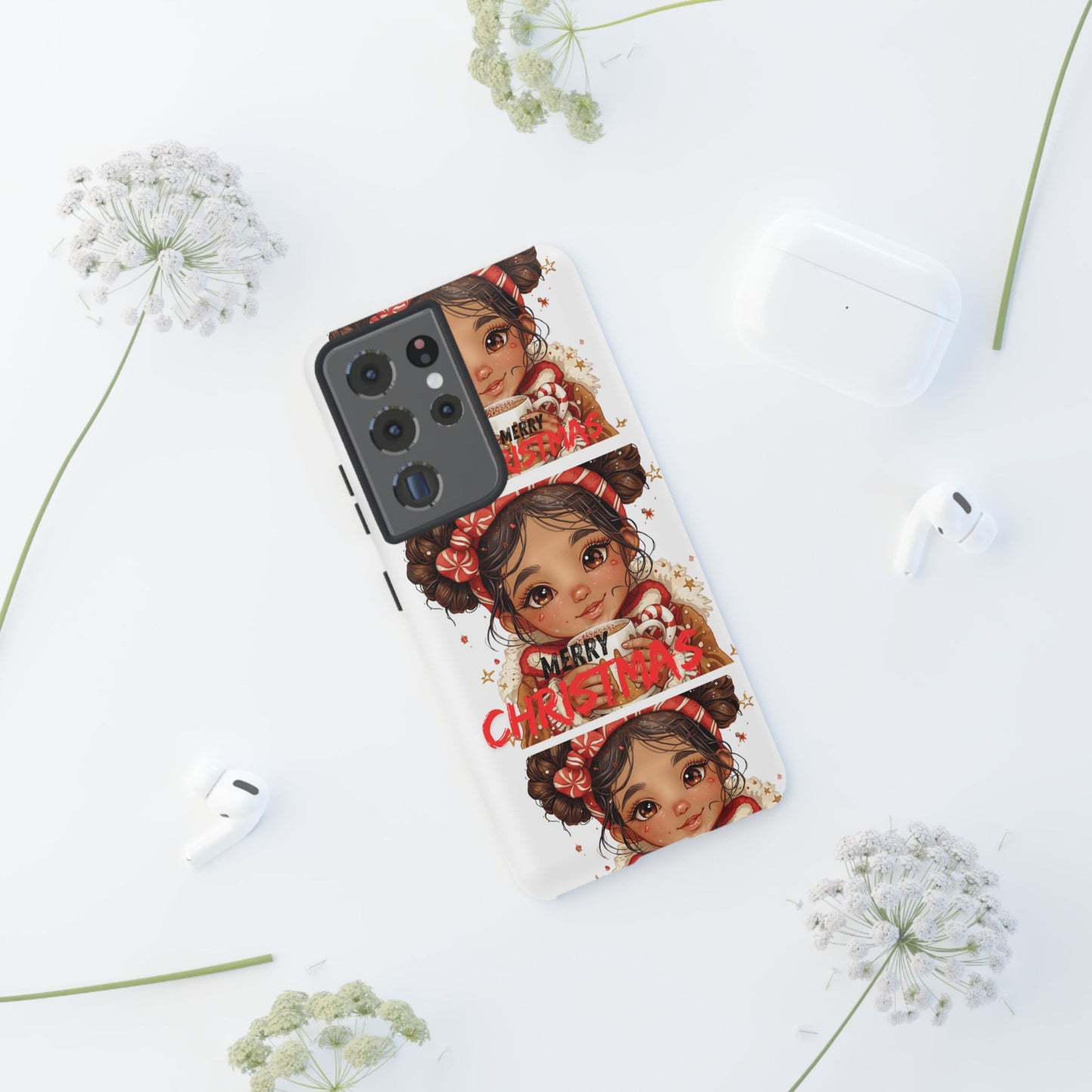 Christmas Girl Phone Case — "Merry Christmas" Cute Holiday Phone Cover