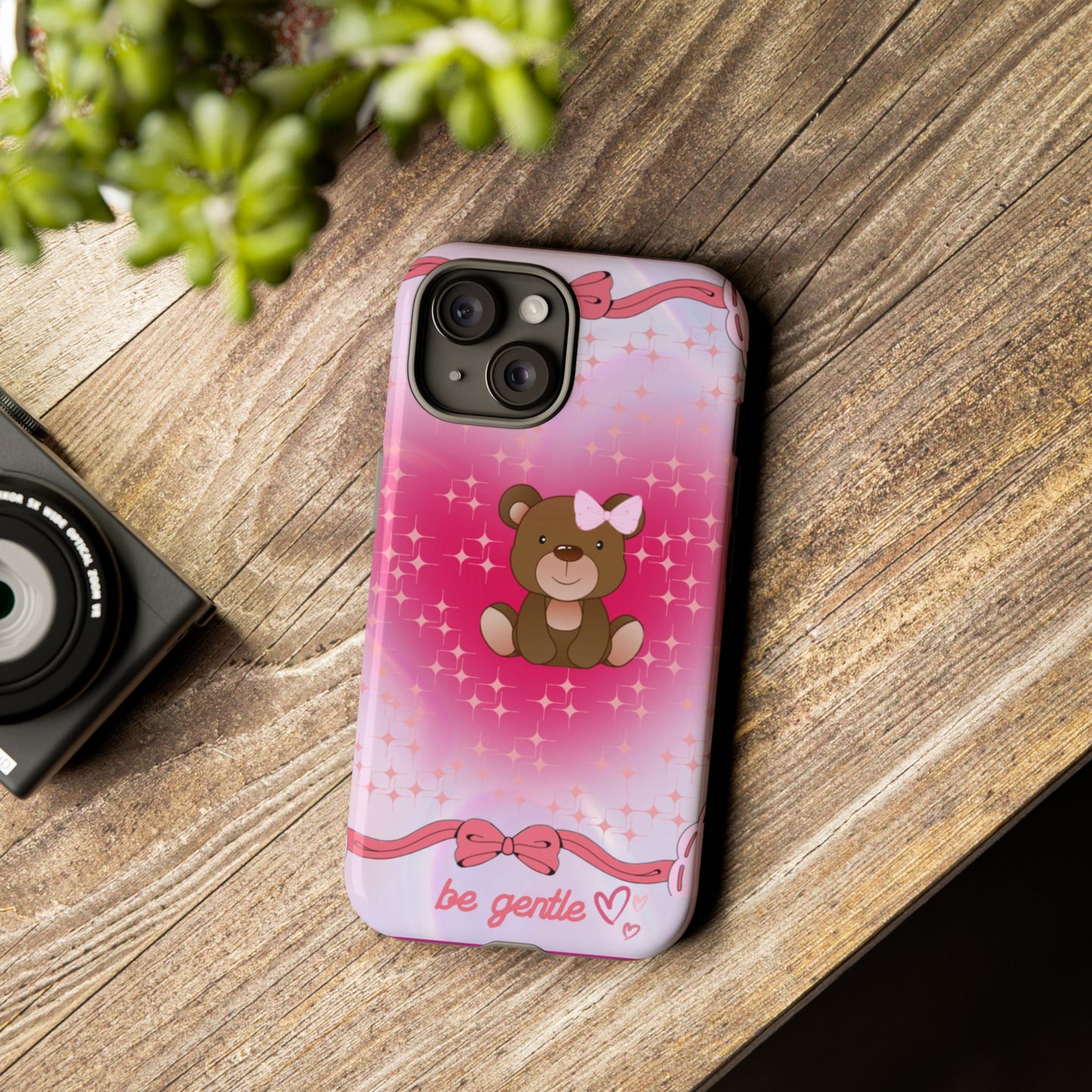 Cute Bear iPhone Case - 'Be Gentle' Design for Kids & Animal Lovers