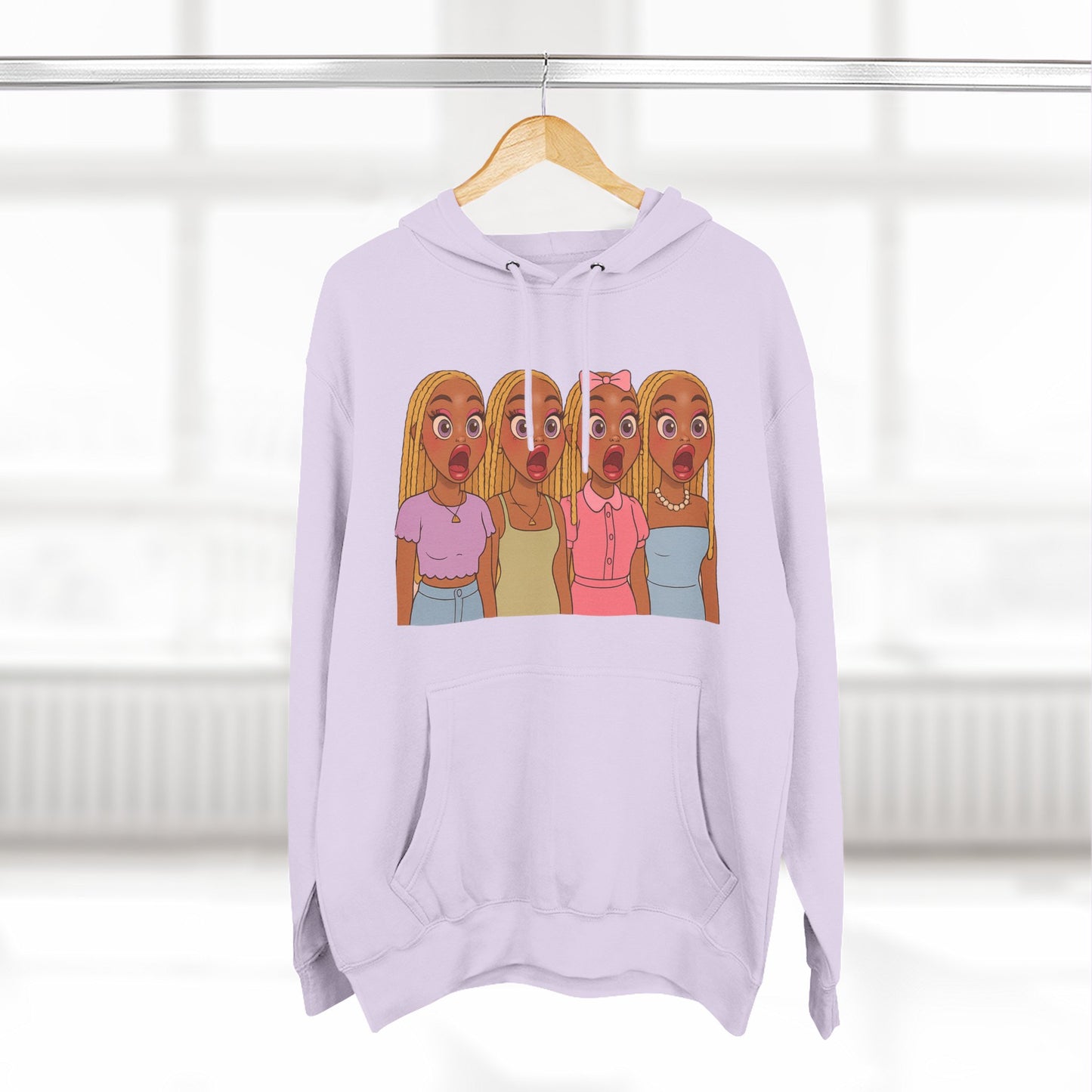 The Shocked BestiesFleece Hoodie with Three-Panel Design