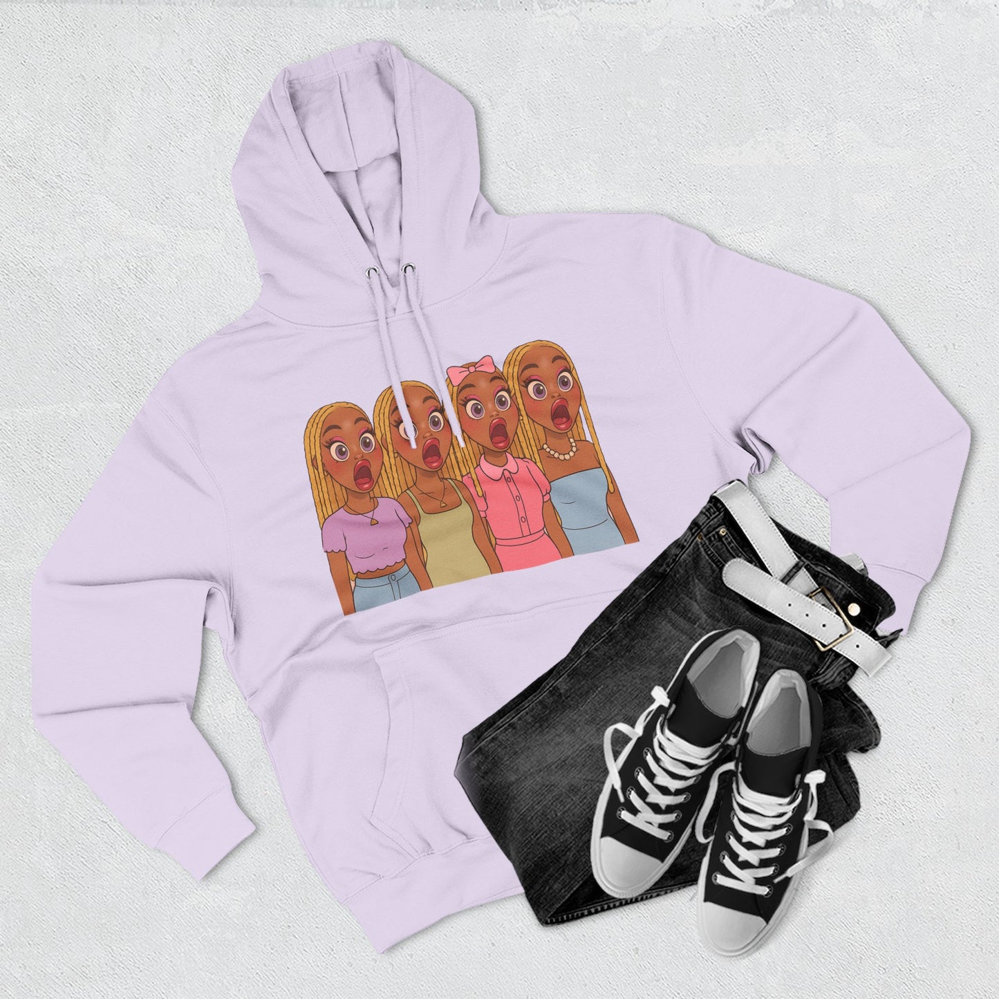 The Shocked BestiesFleece Hoodie with Three-Panel Design