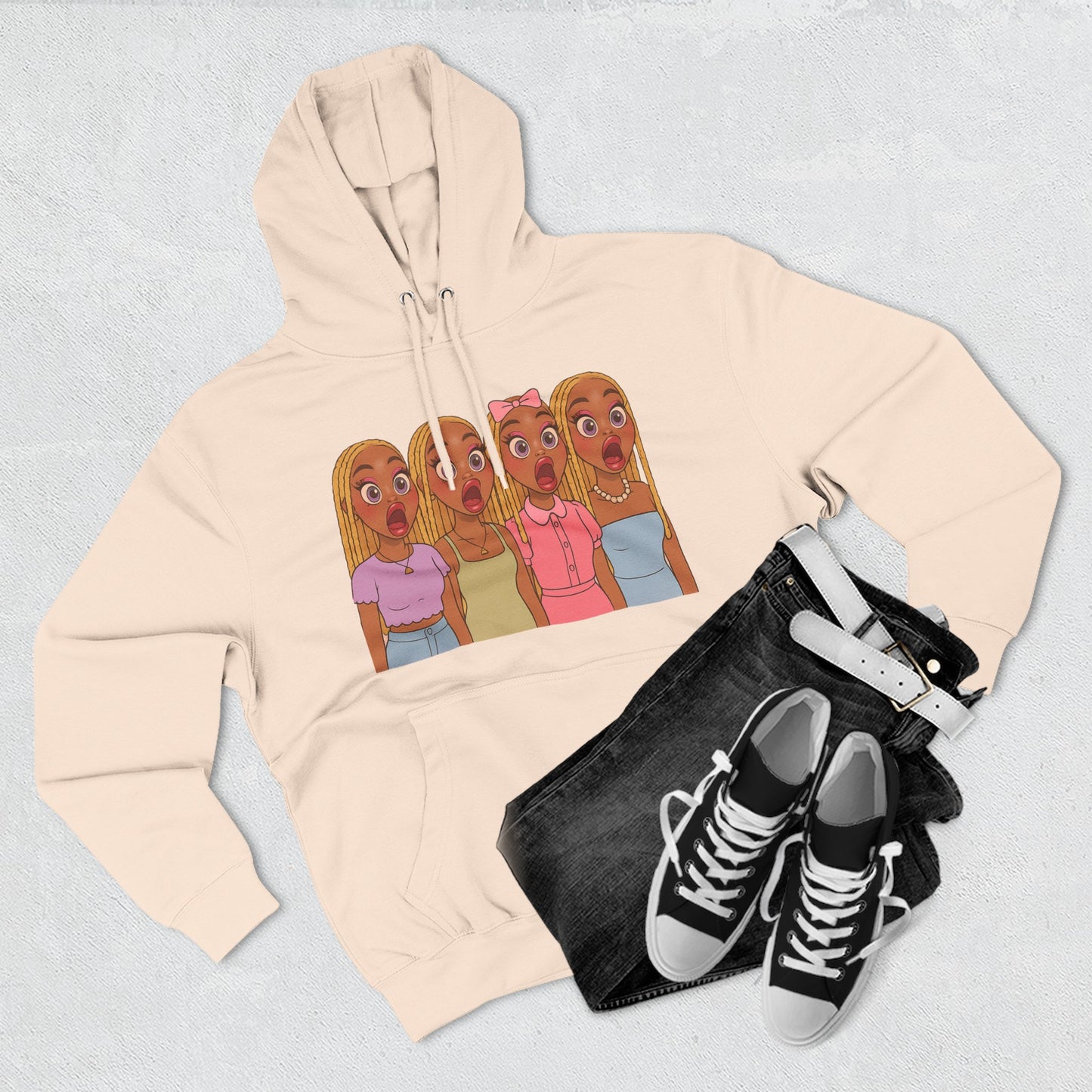 The Shocked BestiesFleece Hoodie with Three-Panel Design
