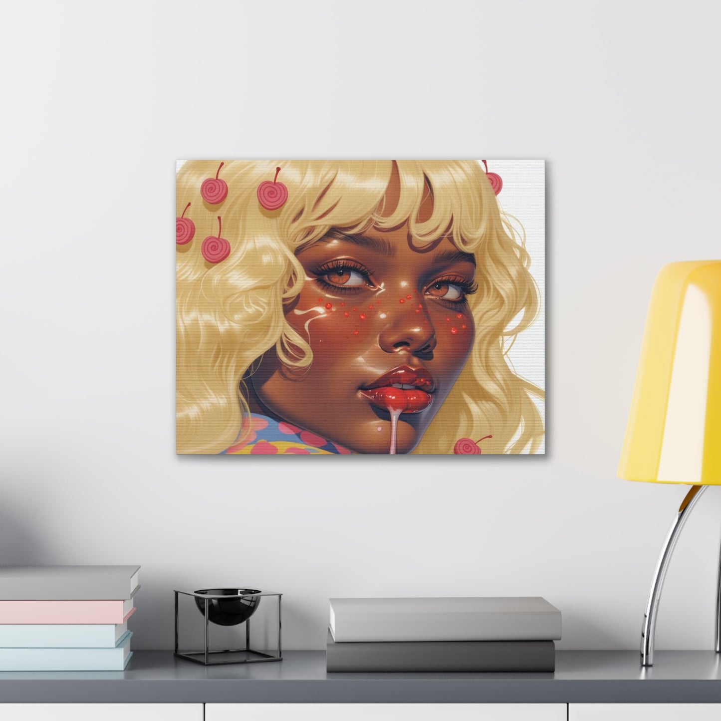 Art Canvas Print — Blonde Cherry Girl Wall Art