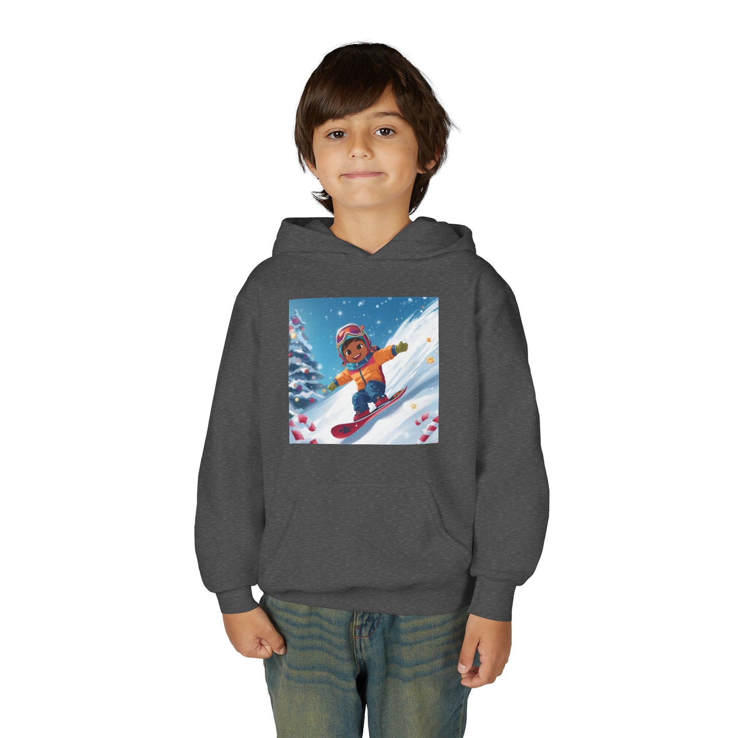 Kids Snowboarding Hoodie — Cute Winter Snow Kid Graphic Sweatshirt