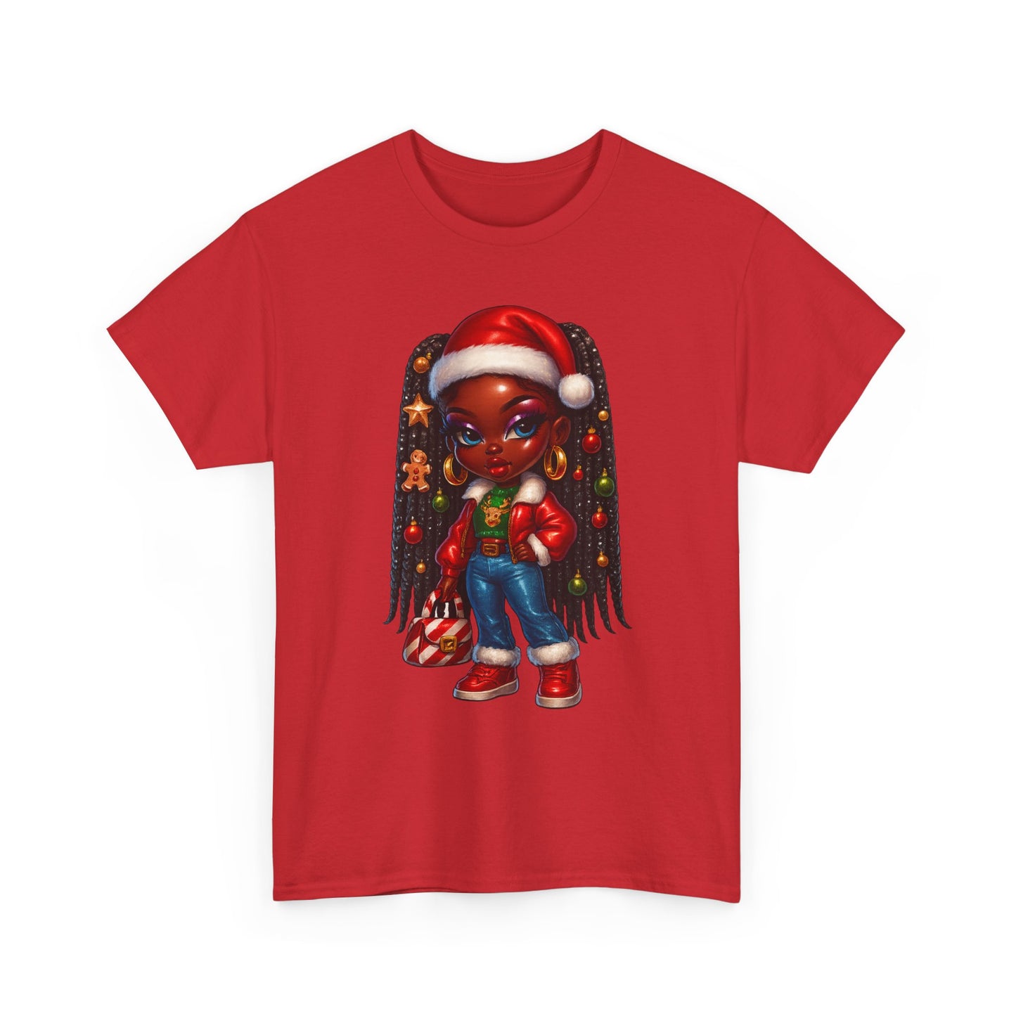 Christmas Girl Tee — Cute Black Girl Santa Graphic T-Shirt