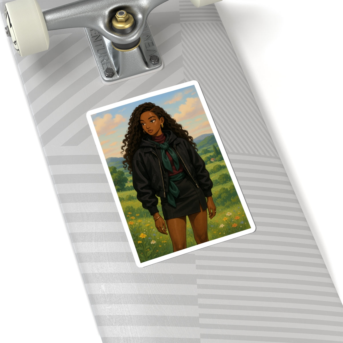 Stylish Kiss-Cut Stickers - Trendy Fashion Illustration Perfect for Laptops & Journals