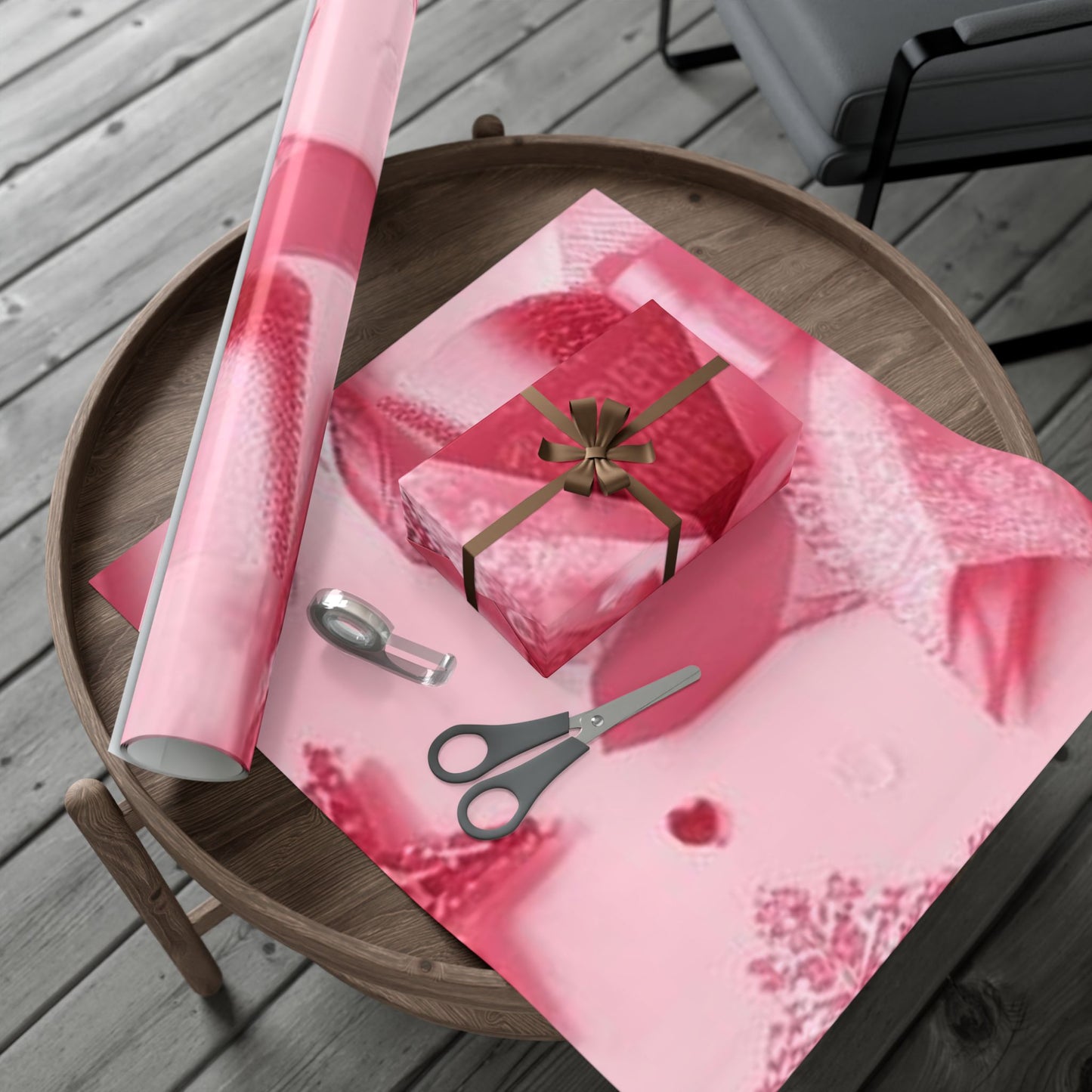 Gift Wrap Paper - Pink Bow & Ribbon Floral Pattern, Decorative Wrapping Sheet for Birthdays, Valentine’s Day, Anniversaries