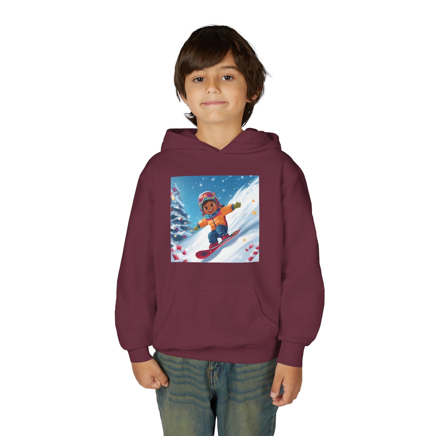 Kids Snowboarding Hoodie — Cute Winter Snow Kid Graphic Sweatshirt