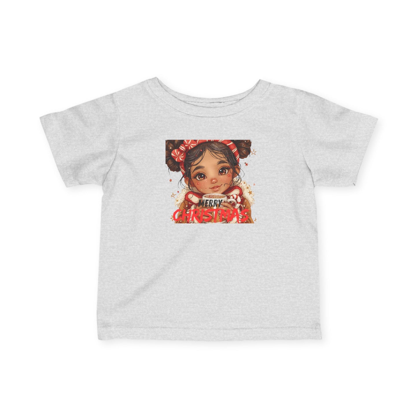 Infant Tee — Cute Baby Girl Illustration "Merry Christmas" Holiday Shirt