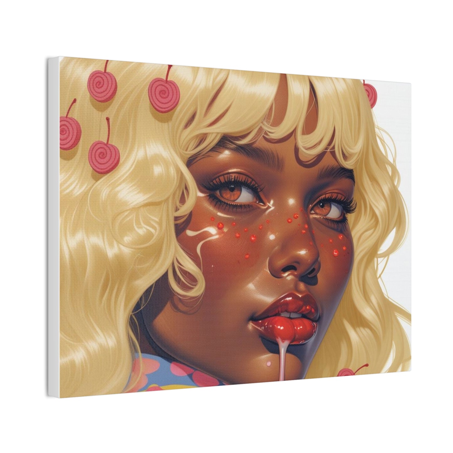 Art Canvas Print — Blonde Cherry Girl Wall Art